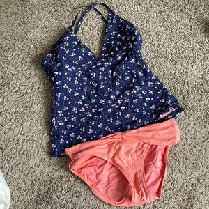Navy & coral tanking by Seafolly Australia